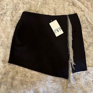 Zara Rhinestone Fringed Mini Skirt
